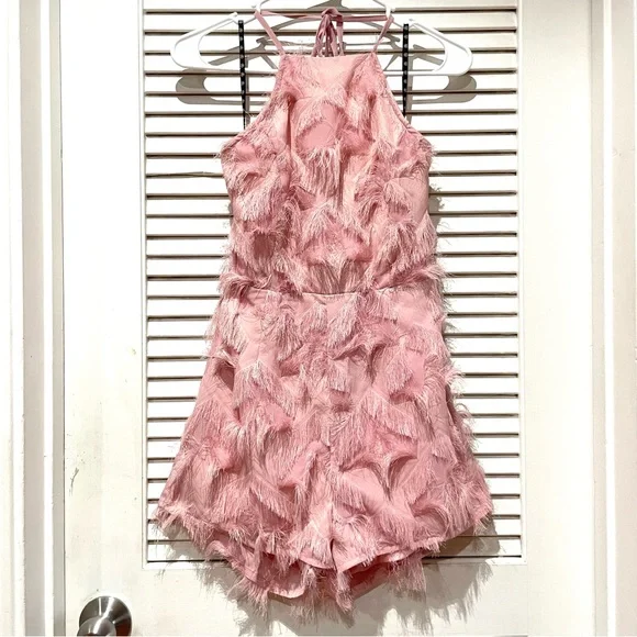 Missguided Pink Fringe Halter Romper - Picture 3 of 12